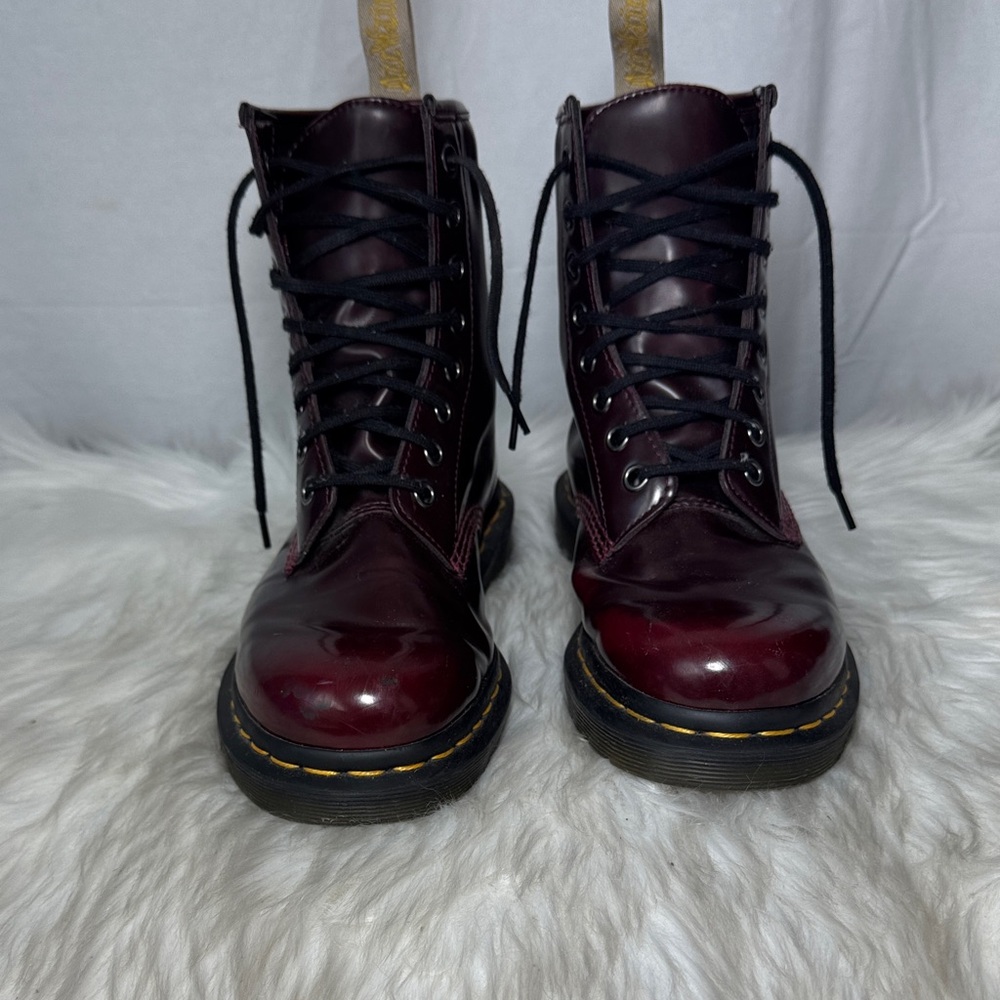 Dr. Martens 1460Vegan Leather Dark Red Combat Boots Sz 6 - Picture 3 of 8